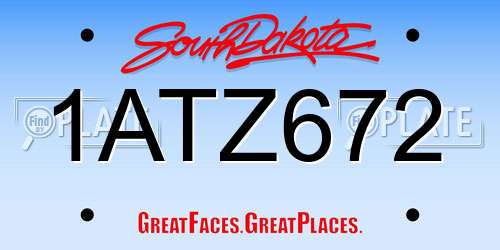 1ATZ672 South Dakota License Plate