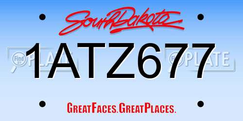 1ATZ677 South Dakota License Plate