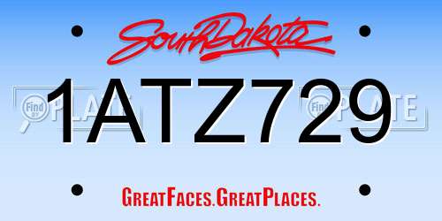 1ATZ729 South Dakota License Plate
