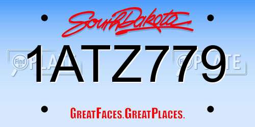 1ATZ779 South Dakota License Plate