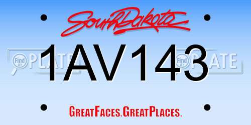 1AV143 South Dakota License Plate