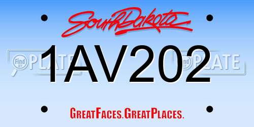 1AV202 South Dakota License Plate