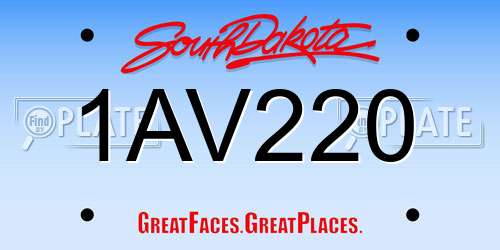 1AV220 South Dakota License Plate