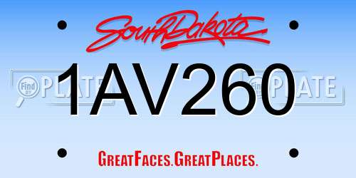 1AV260 South Dakota License Plate