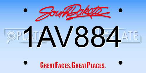1AV884 South Dakota License Plate