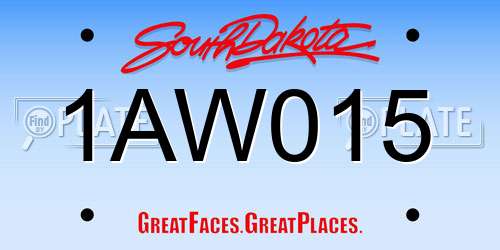 1AW015 South Dakota License Plate