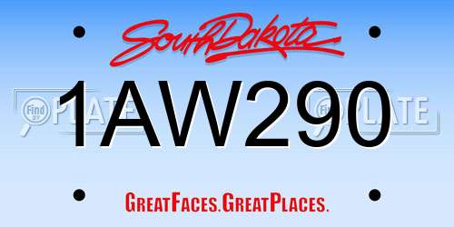 1AW290 South Dakota License Plate