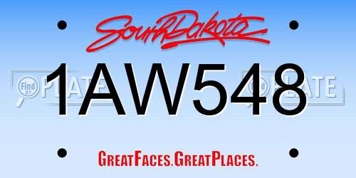 1AW548 South Dakota License Plate