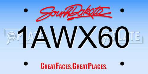 1AWX60 South Dakota License Plate