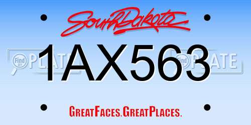 1AX563 South Dakota License Plate