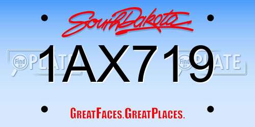 1AX719 South Dakota License Plate