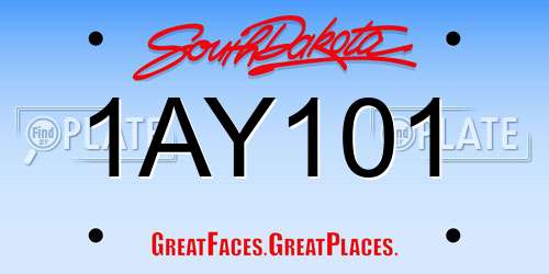 1AY101 South Dakota License Plate