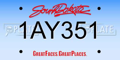 1AY351 South Dakota License Plate