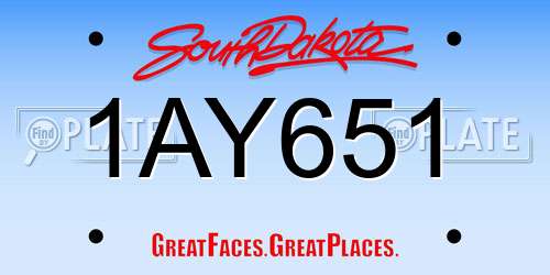 1AY651 South Dakota License Plate