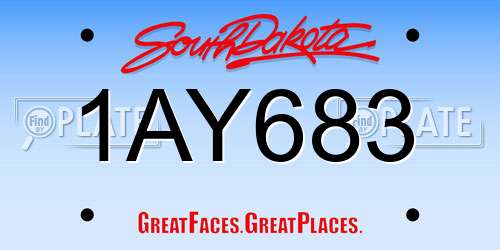1AY683 South Dakota License Plate
