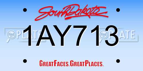 1AY713 South Dakota License Plate