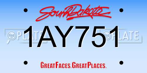 1AY751 South Dakota License Plate