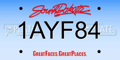 1AYF84 South Dakota License Plate