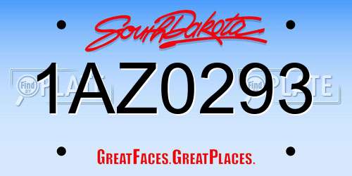 1AZ0293 South Dakota License Plate