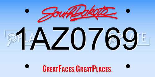 1AZ0769 South Dakota License Plate