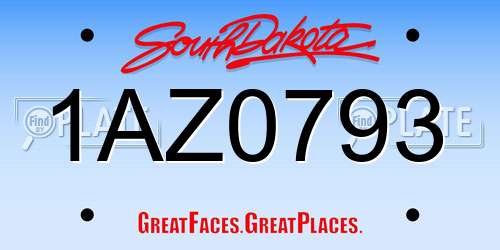 1AZ0793 South Dakota License Plate