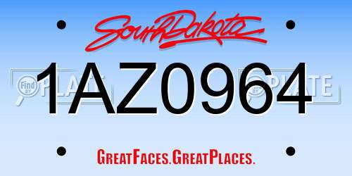 1AZ0964 South Dakota License Plate