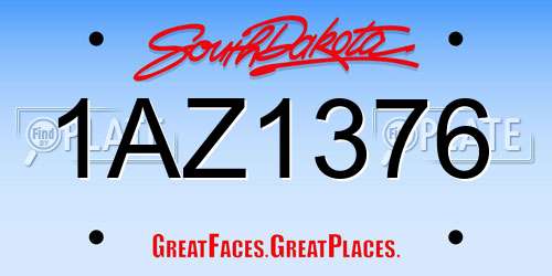 1AZ1376 South Dakota License Plate