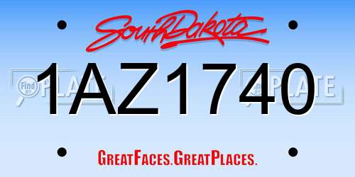 1AZ1740 South Dakota License Plate