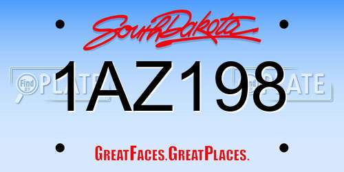 1AZ198 South Dakota License Plate