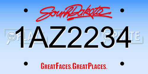 1AZ2234 South Dakota License Plate