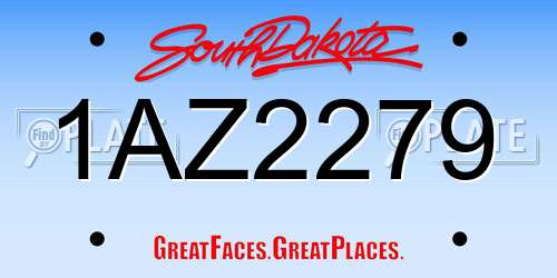 1AZ2279 South Dakota License Plate