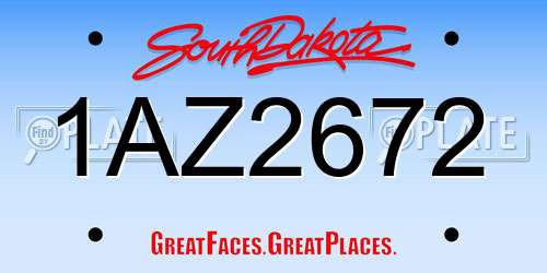 1AZ2672 South Dakota License Plate