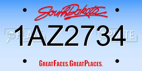 1AZ2734 South Dakota License Plate