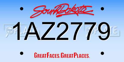 1AZ2779 South Dakota License Plate
