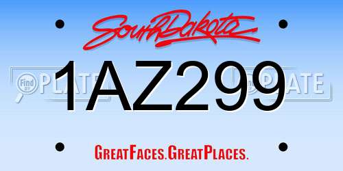 1AZ299 South Dakota License Plate