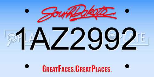 1AZ2992 South Dakota License Plate