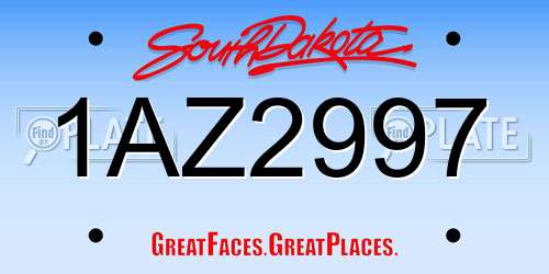 1AZ2997 South Dakota License Plate
