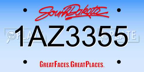 1AZ3355 South Dakota License Plate