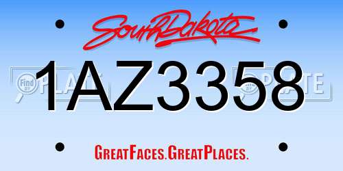 1AZ3358 South Dakota License Plate