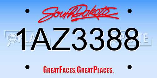 1AZ3388 South Dakota License Plate