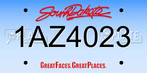 1AZ4023 South Dakota License Plate