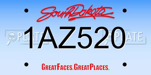 1AZ520 South Dakota License Plate