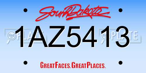 1AZ5413 South Dakota License Plate