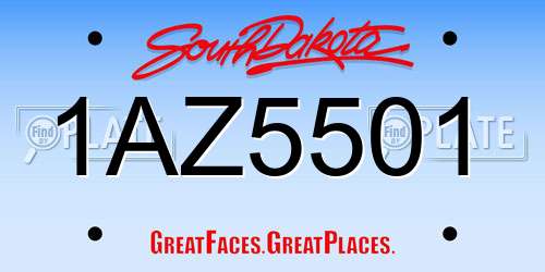 1AZ5501 South Dakota License Plate