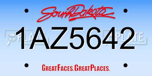 1AZ5642 South Dakota License Plate