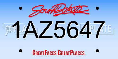 1AZ5647 South Dakota License Plate