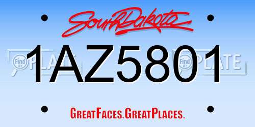 1AZ5801 South Dakota License Plate