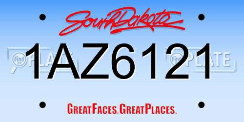 1AZ6121 South Dakota License Plate