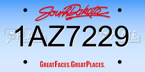 1AZ7229 South Dakota License Plate