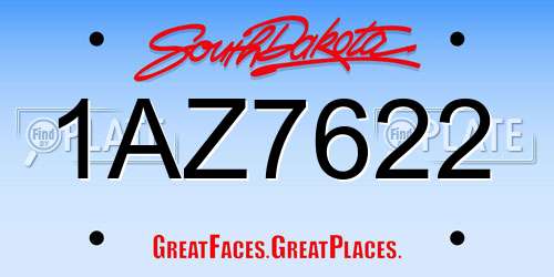 1AZ7622 South Dakota License Plate